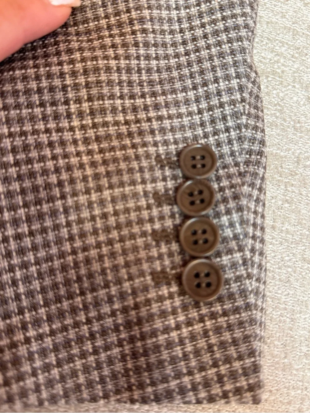 Canali 100% Wool MicroHoundstooth Grey and Brown Sport Coat